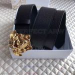 High Quality Versace Black Leather Belt - Yellow Gold Medusa Head Buckle